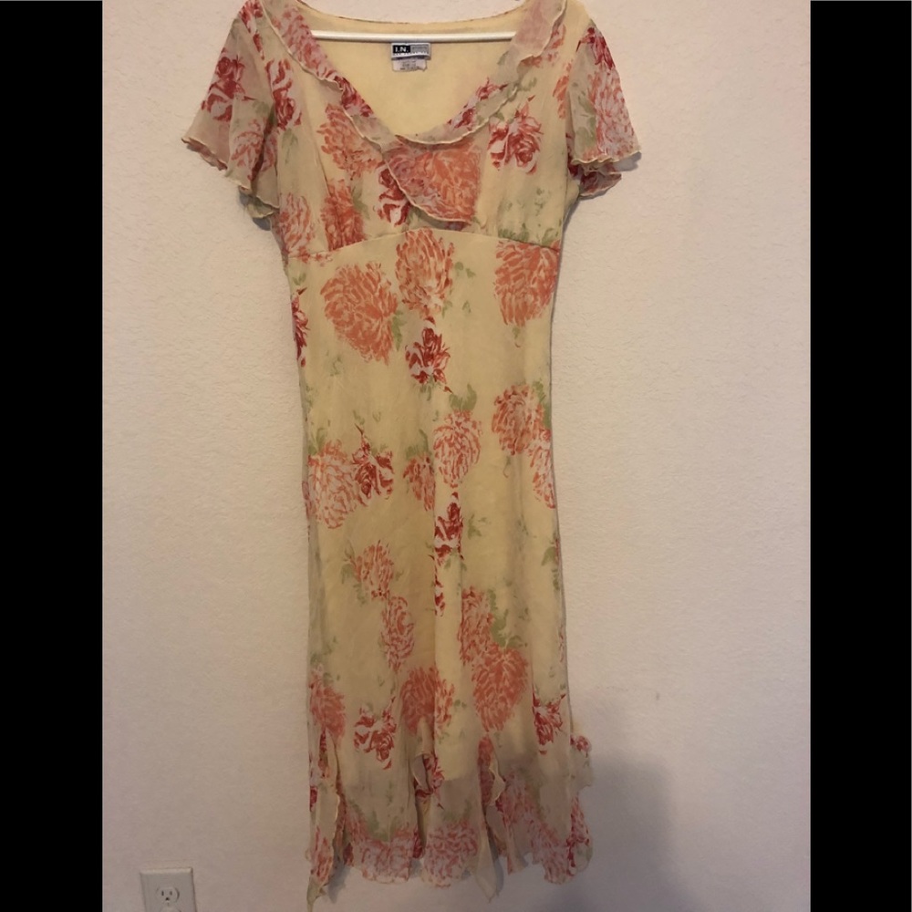 Yellow, Coral with green floral dress